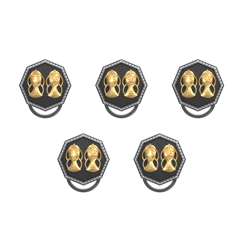 Gemini Zodiac Luxe, Constellation Button set with CZ Diamonds, 18kt Gold & Black Ruthenium plating on Brass.