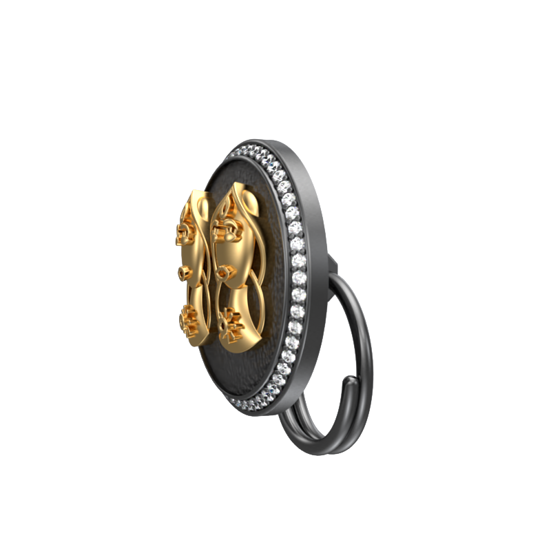 Gemini Zodiac Luxe, Constellation Button set with CZ Diamonds, 18kt Gold & Black Ruthenium plating on Brass.