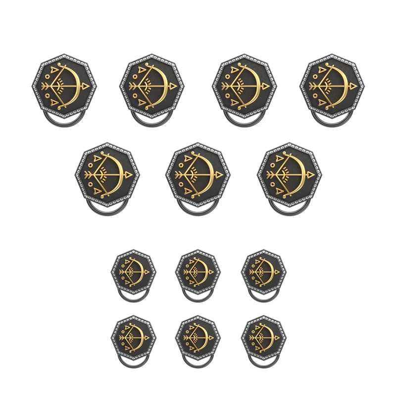 Sagittarius Zodiac Luxe, Constellation Button set with CZ Diamonds, 18kt Gold & Black Ruthenium plating on Brass.