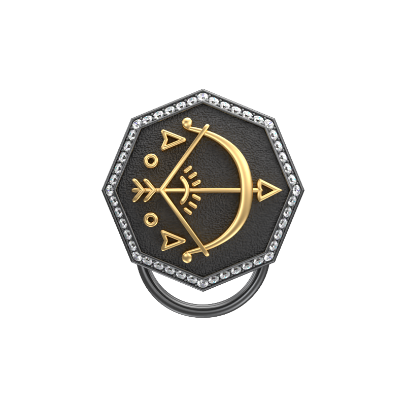 Sagittarius Zodiac Luxe, Constellation Button set with CZ Diamonds, 18kt Gold & Black Ruthenium plating on Brass.