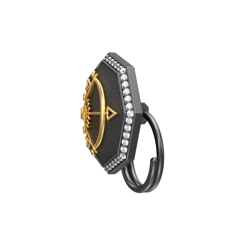 Sagittarius Zodiac Luxe, Constellation Button set with CZ Diamonds, 18kt Gold & Black Ruthenium plating on Brass.