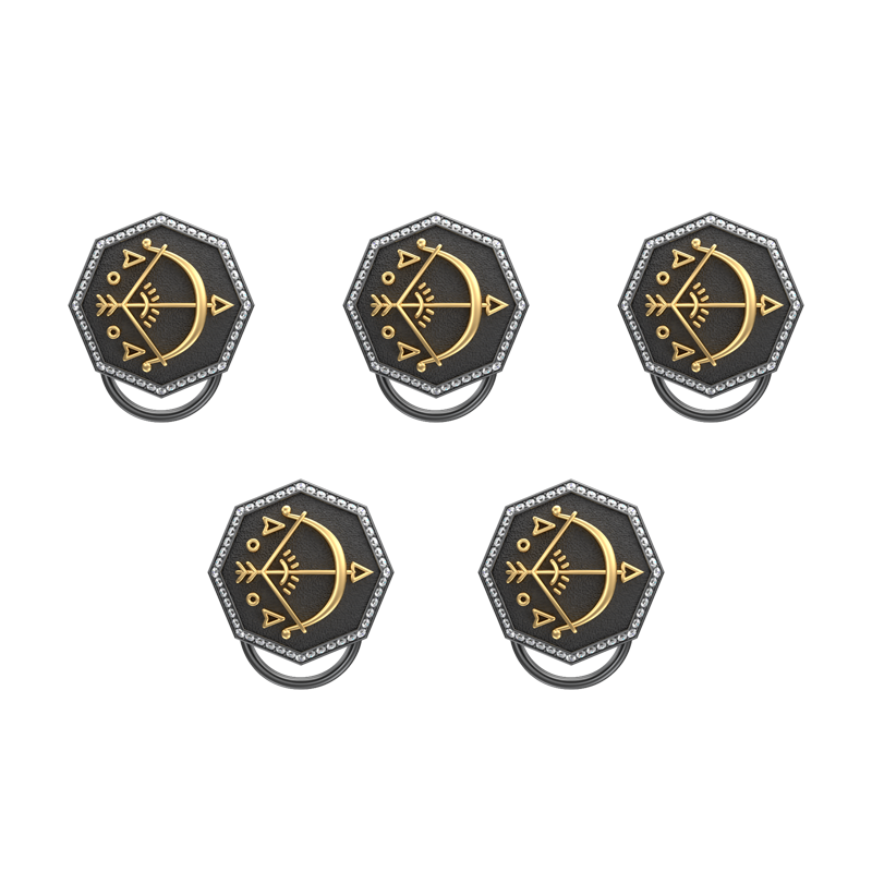 Sagittarius Zodiac Luxe, Constellation Button set with CZ Diamonds, 18kt Gold & Black Ruthenium plating on Brass.