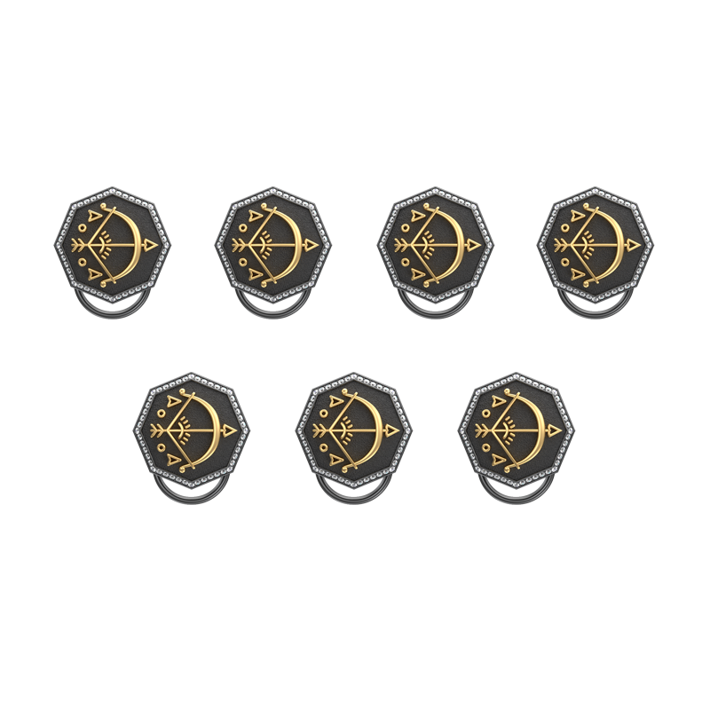 Sagittarius Zodiac Luxe, Constellation Button set with CZ Diamonds, 18kt Gold & Black Ruthenium plating on Brass.