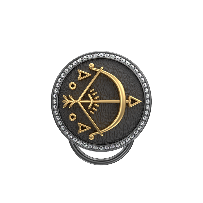 Sagittarius Zodiac Luxe, Constellation Button set with CZ Diamonds, 18kt Gold & Black Ruthenium plating on Brass.