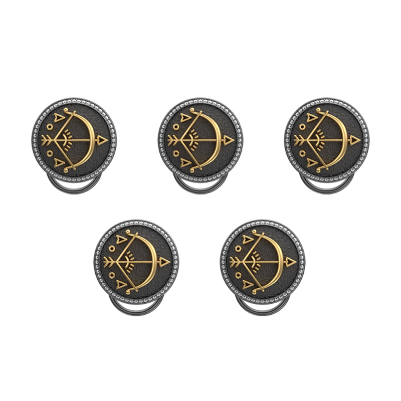 Sagittarius Zodiac Luxe, Constellation Button set with CZ Diamonds, 18kt Gold & Black Ruthenium plating on Brass.