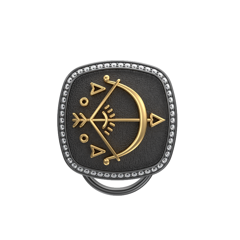 Sagittarius Zodiac Luxe, Constellation Button set with CZ Diamonds, 18kt Gold & Black Ruthenium plating on Brass.