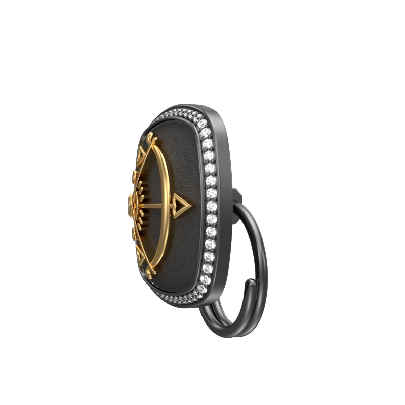 Sagittarius Zodiac Luxe, Constellation Button set with CZ Diamonds, 18kt Gold & Black Ruthenium plating on Brass.