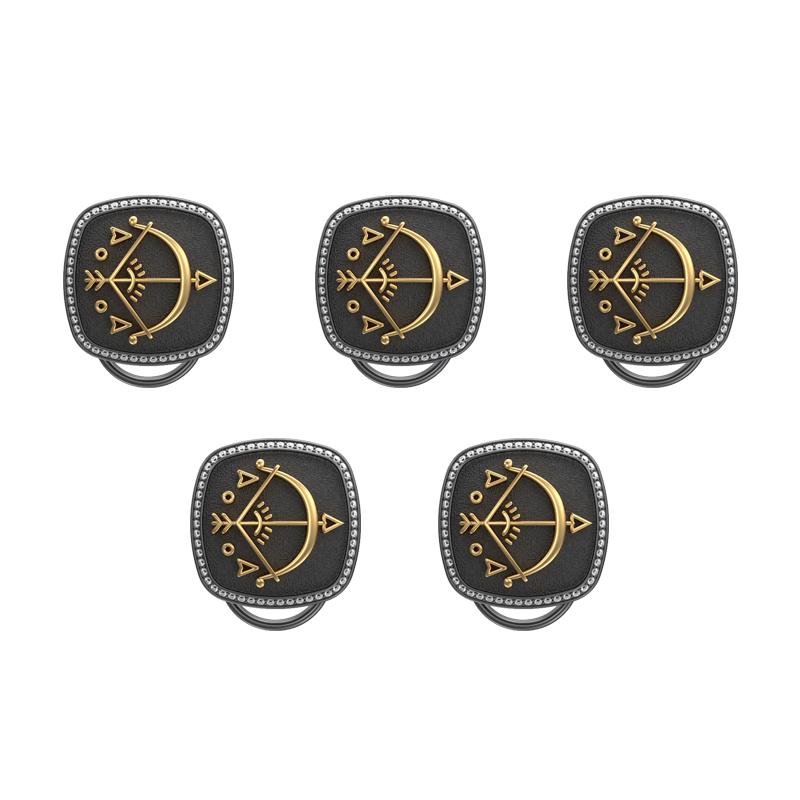 Sagittarius Zodiac Luxe, Constellation Button set with CZ Diamonds, 18kt Gold & Black Ruthenium plating on Brass.