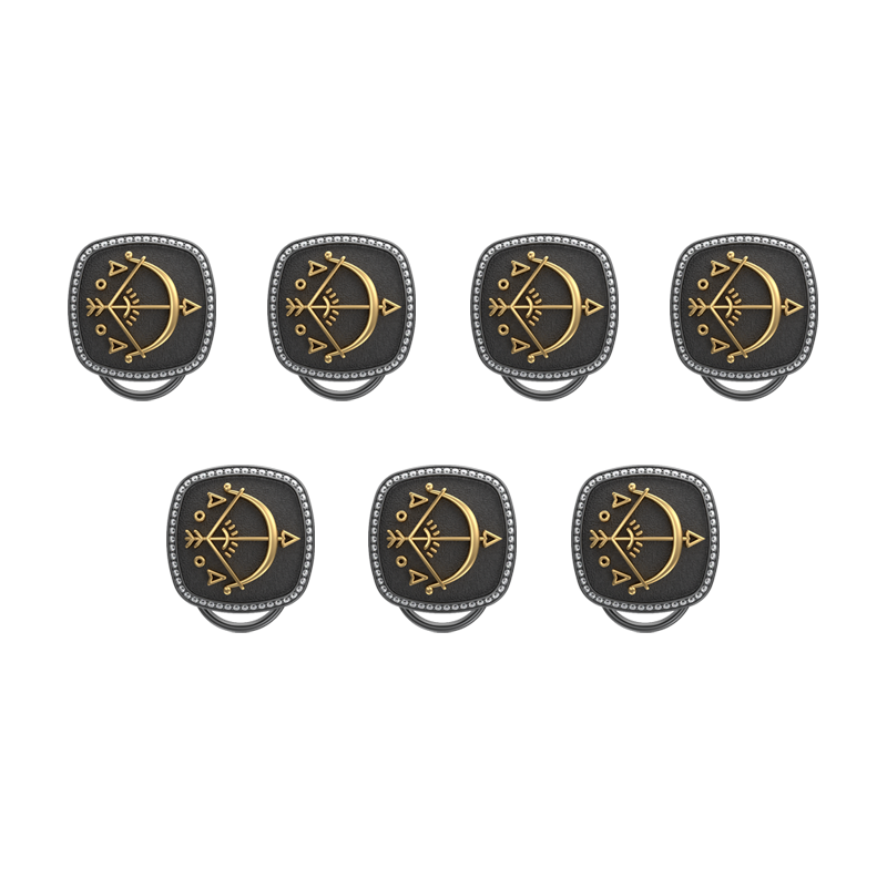 Sagittarius Zodiac Luxe, Constellation Button set with CZ Diamonds, 18kt Gold & Black Ruthenium plating on Brass.