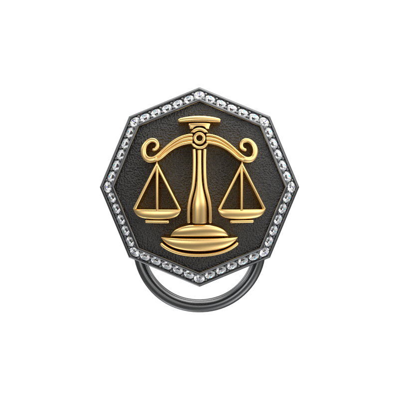 Libra Zodiac Luxe, Constellation Button set with CZ Diamonds, 18kt Gold & Black Ruthenium plating on Brass.