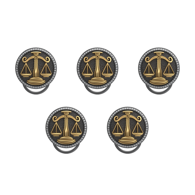 Libra Zodiac Luxe, Constellation Button set with CZ Diamonds, 18kt Gold & Black Ruthenium plating on Brass.