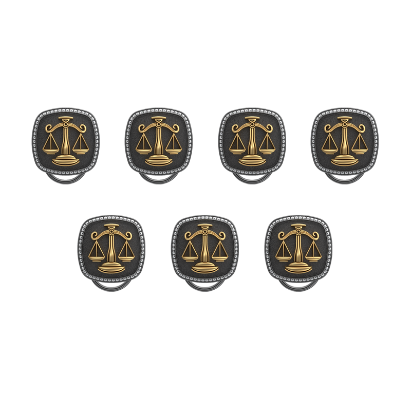 Libra Zodiac Luxe, Constellation Button set with CZ Diamonds, 18kt Gold & Black Ruthenium plating on Brass.