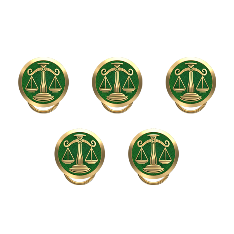 Libra Zodiac, Constellation Button set with 18kt Gold & Black Ruthenium Plating on Brass.