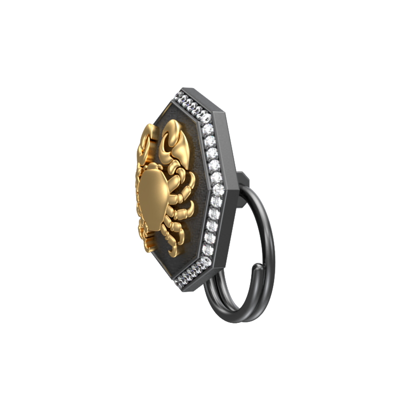 Cancer Zodiac Luxe, Constellation Button set with CZ Diamonds, 18kt Gold & Black Ruthenium plating on Brass.