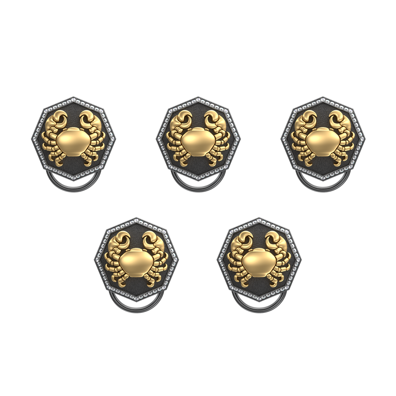 Cancer Zodiac Luxe, Constellation Button set with CZ Diamonds, 18kt Gold & Black Ruthenium plating on Brass.