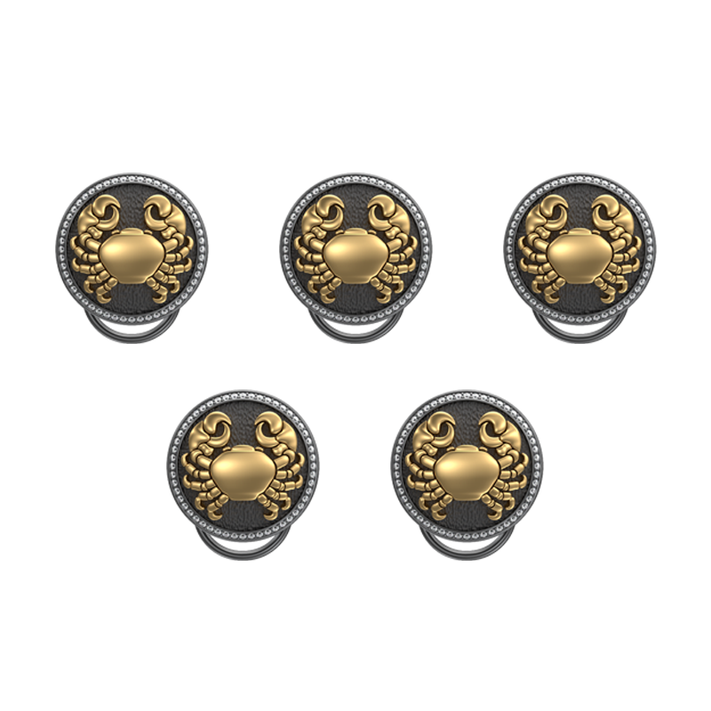 Cancer Zodiac Luxe, Constellation Button set with CZ Diamonds, 18kt Gold & Black Ruthenium plating on Brass.