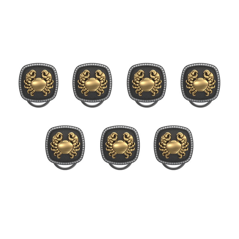 Cancer Zodiac Luxe, Constellation Button set with CZ Diamonds, 18kt Gold & Black Ruthenium plating on Brass.