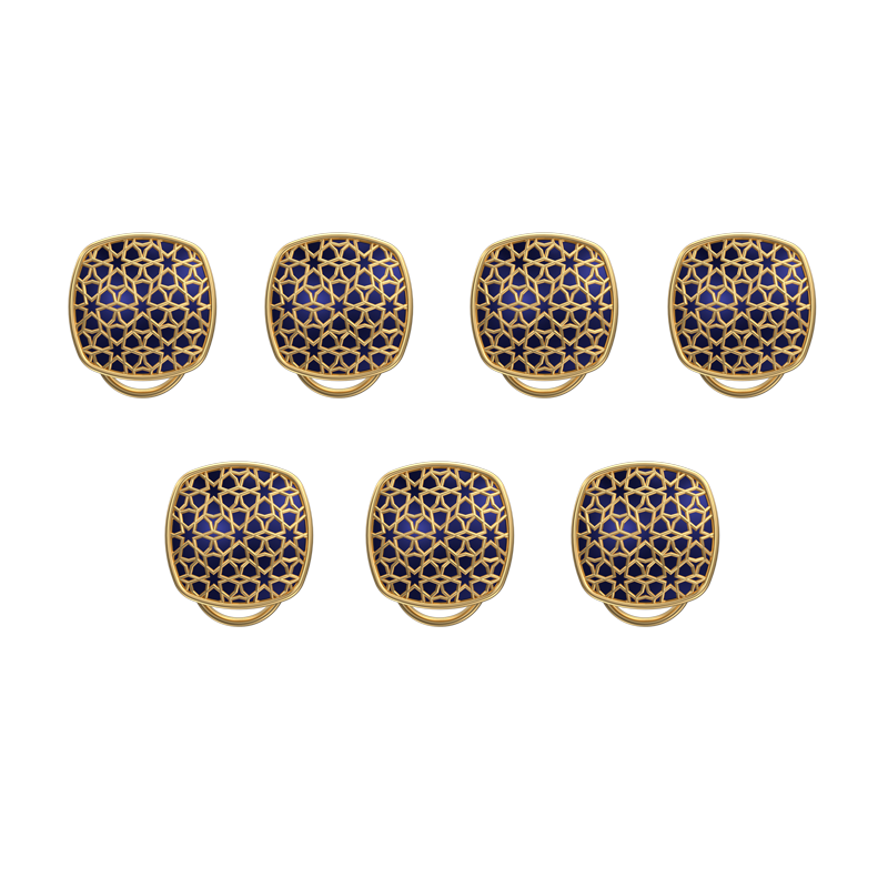 Starburst, Classic Button Set with 18kt Gold Plating and Enamel on Brass.