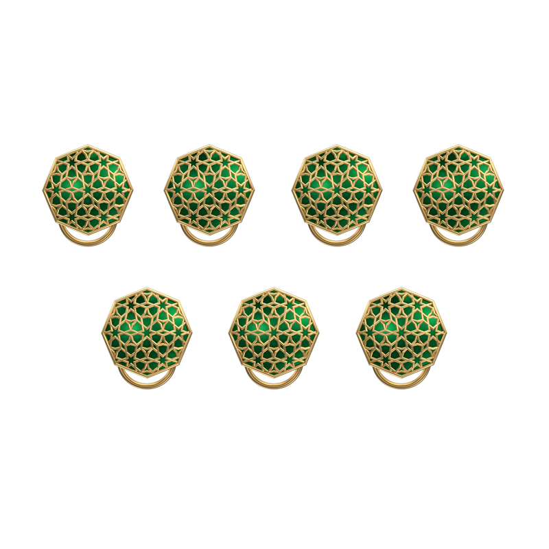Starburst, Classic Button Set with 18kt Gold Plating and Enamel on Brass.