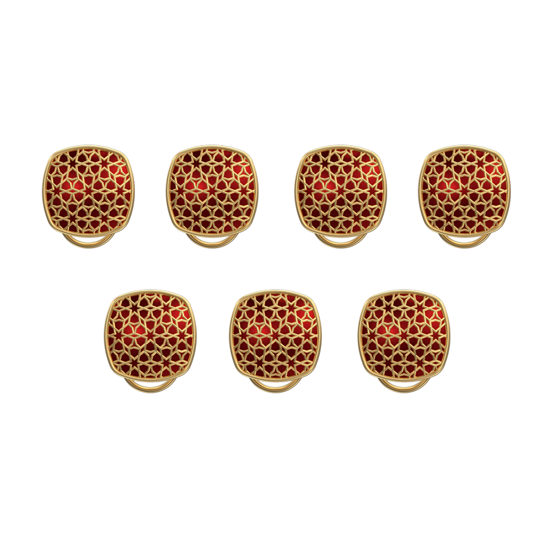 Starburst, Classic Button Set with 18kt Gold Plating and Enamel on Brass.