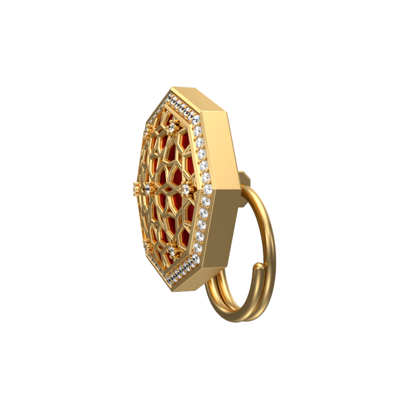 Starburst Luxe, Classic Button Set with CZ Diamonds, 18kt Gold Plating and Enamel on Brass.