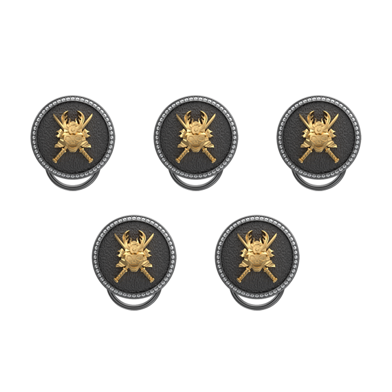 Skull King Luxe, Edgy Button set with CZ Diamonds, 18kt Gold & Black Ruthenium Plating on Brass.