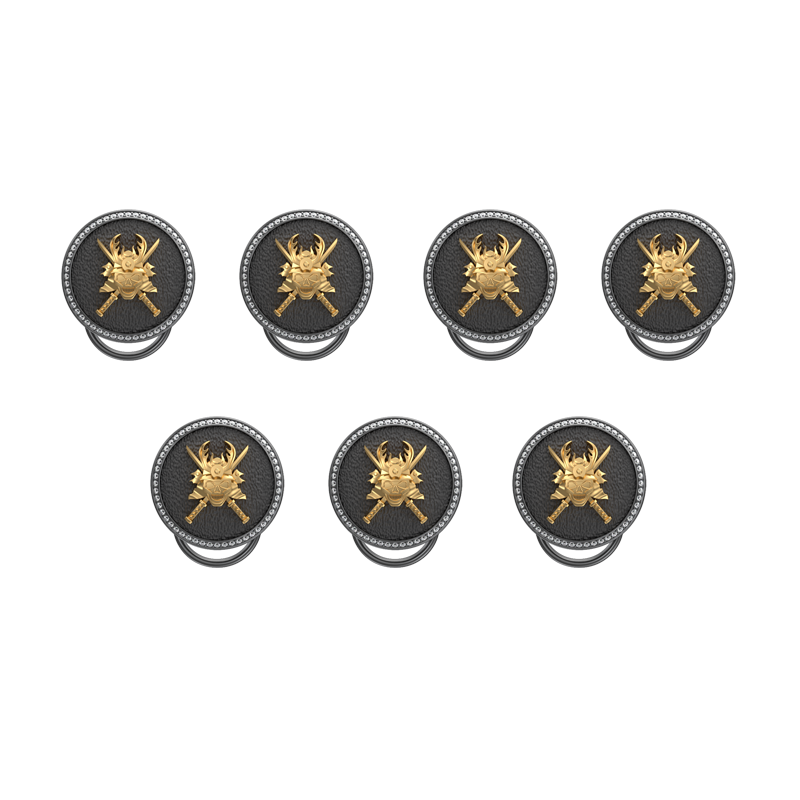 Skull King Luxe, Edgy Button set with CZ Diamonds, 18kt Gold & Black Ruthenium Plating on Brass.