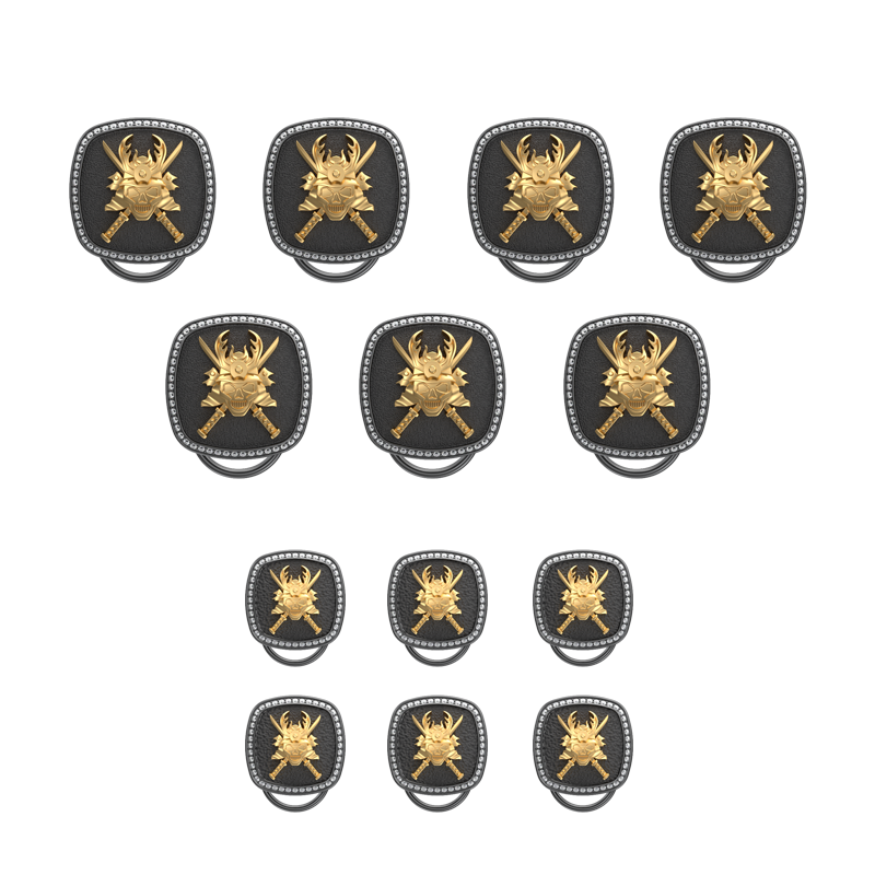 Skull King Luxe, Edgy Button set with CZ Diamonds, 18kt Gold & Black Ruthenium Plating on Brass.