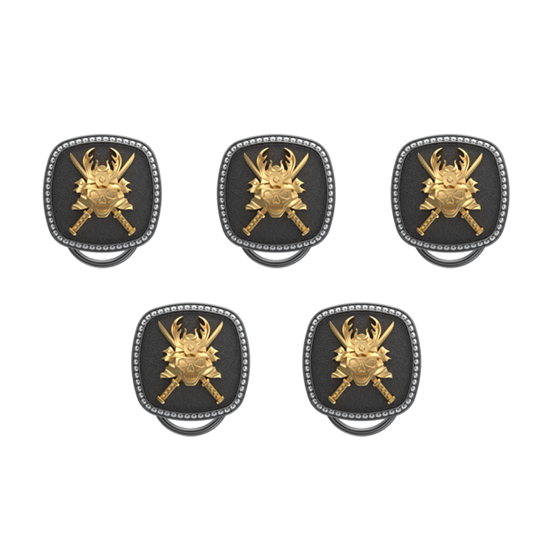 Skull King Luxe, Edgy Button set with CZ Diamonds, 18kt Gold & Black Ruthenium Plating on Brass.