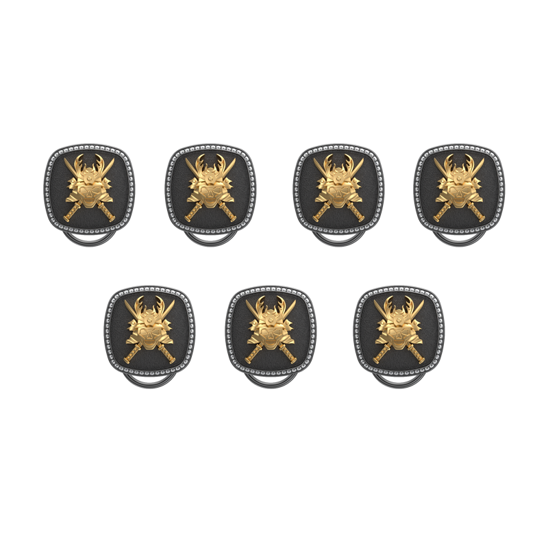 Skull King Luxe, Edgy Button set with CZ Diamonds, 18kt Gold & Black Ruthenium Plating on Brass.