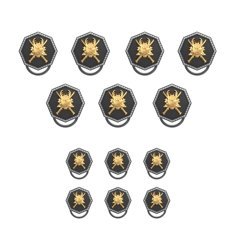 Skull King Luxe, Edgy Button set with CZ Diamonds, 18kt Gold & Black Ruthenium Plating on Brass.