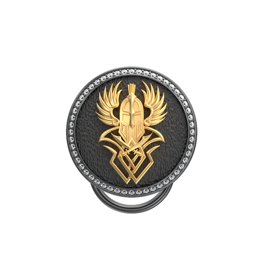 Warrior Luxe, Edgy Button set with CZ Diamonds, 18kt Gold & Black Ruthenium Plating on Brass.