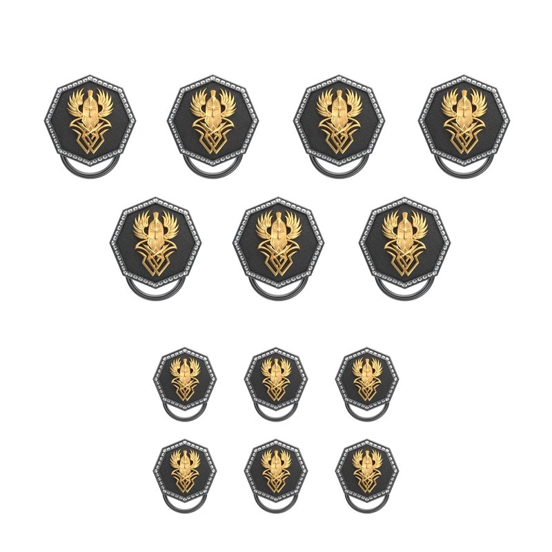 Warrior Luxe, Edgy Button set with CZ Diamonds, 18kt Gold & Black Ruthenium Plating on Brass.