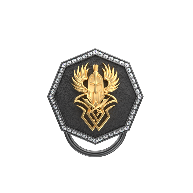 Warrior Luxe, Edgy Button set with CZ Diamonds, 18kt Gold & Black Ruthenium Plating on Brass.