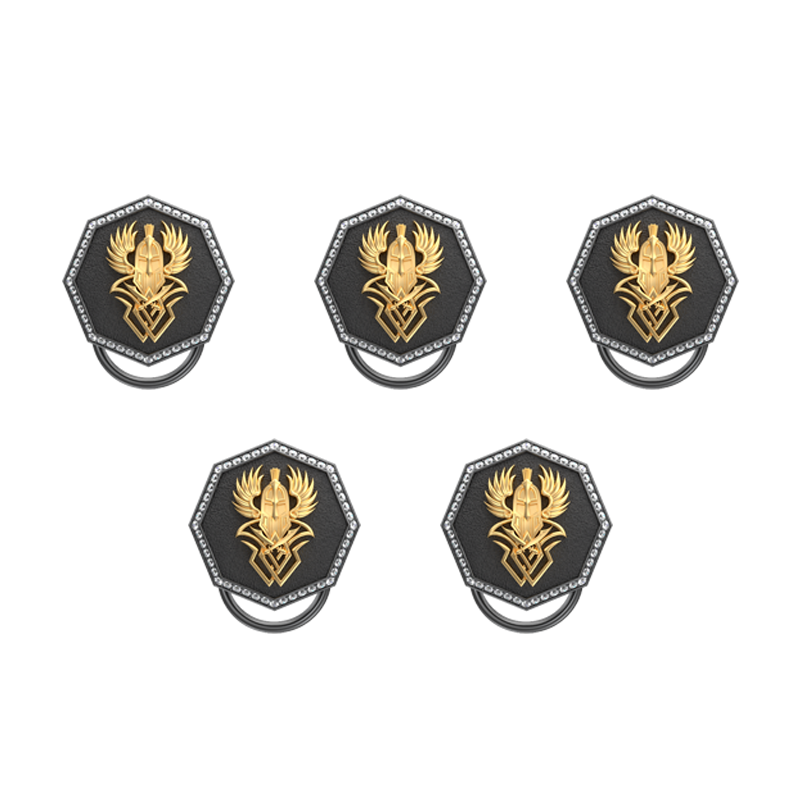 Warrior Luxe, Edgy Button set with CZ Diamonds, 18kt Gold & Black Ruthenium Plating on Brass.