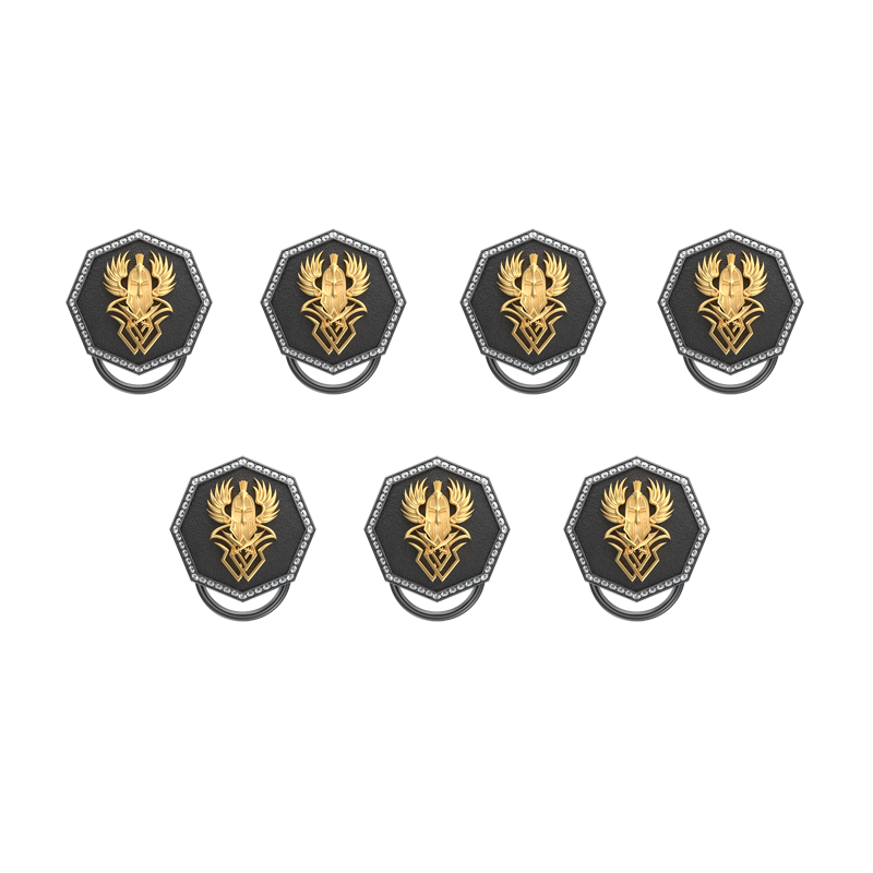 Warrior Luxe, Edgy Button set with CZ Diamonds, 18kt Gold & Black Ruthenium Plating on Brass.
