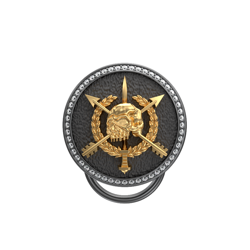 Pirate Luxe, Edgy Button set with CZ Diamonds, 18kt Gold & Black Ruthenium Plating on Brass.