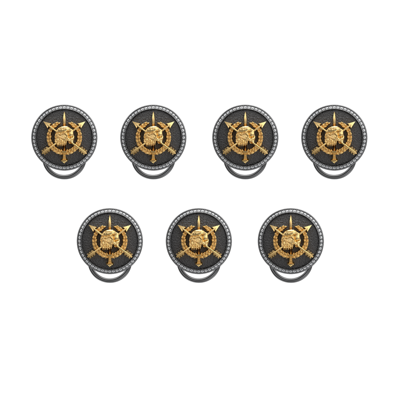 Pirate Luxe, Edgy Button set with CZ Diamonds, 18kt Gold & Black Ruthenium Plating on Brass.