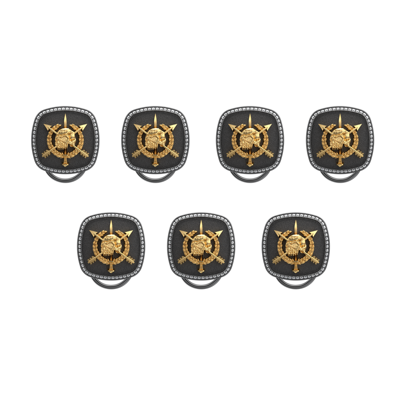 Pirate Luxe, Edgy Button set with CZ Diamonds, 18kt Gold & Black Ruthenium Plating on Brass.