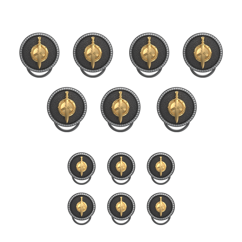 Honour Luxe, Edgy Button set with CZ Diamonds, 18kt Gold & Black Ruthenium Plating on Brass.
