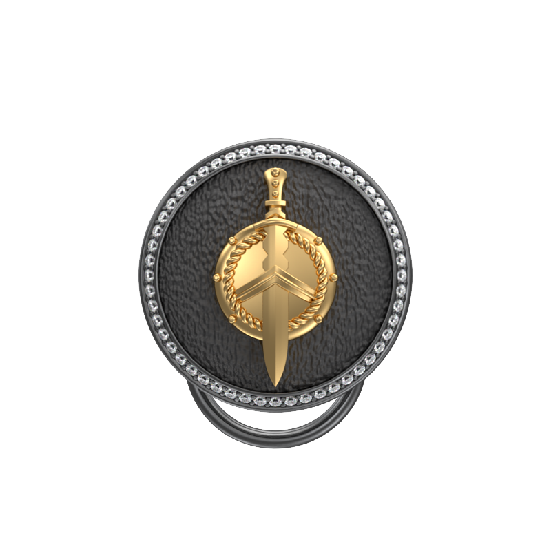 Honour Luxe, Edgy Button set with CZ Diamonds, 18kt Gold & Black Ruthenium Plating on Brass.