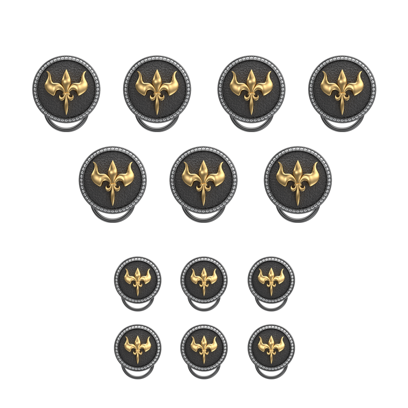 Rudra Luxe, Edgy Button set with CZ Diamonds, 18kt Gold & Black Ruthenium Plating on Brass.