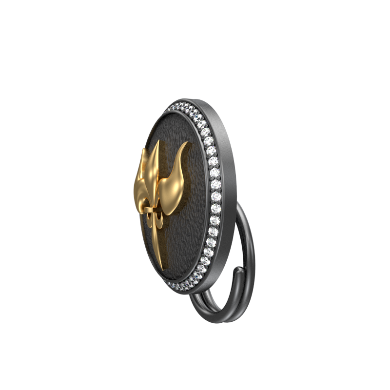 Rudra Luxe, Edgy Button set with CZ Diamonds, 18kt Gold & Black Ruthenium Plating on Brass.