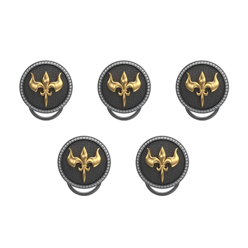 Rudra Luxe, Edgy Button set with CZ Diamonds, 18kt Gold & Black Ruthenium Plating on Brass.