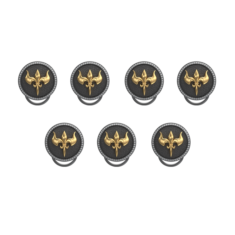 Rudra Luxe, Edgy Button set with CZ Diamonds, 18kt Gold & Black Ruthenium Plating on Brass.