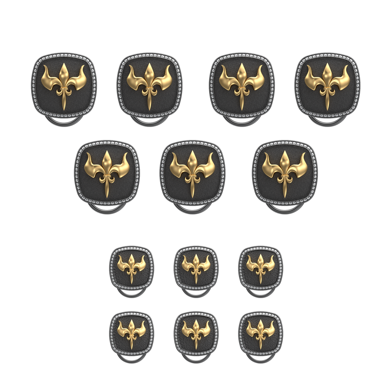 Rudra Luxe, Edgy Button set with CZ Diamonds, 18kt Gold & Black Ruthenium Plating on Brass.