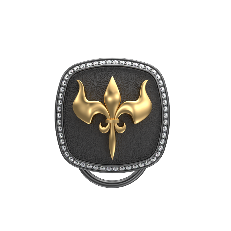 Rudra Luxe, Edgy Button set with CZ Diamonds, 18kt Gold & Black Ruthenium Plating on Brass.