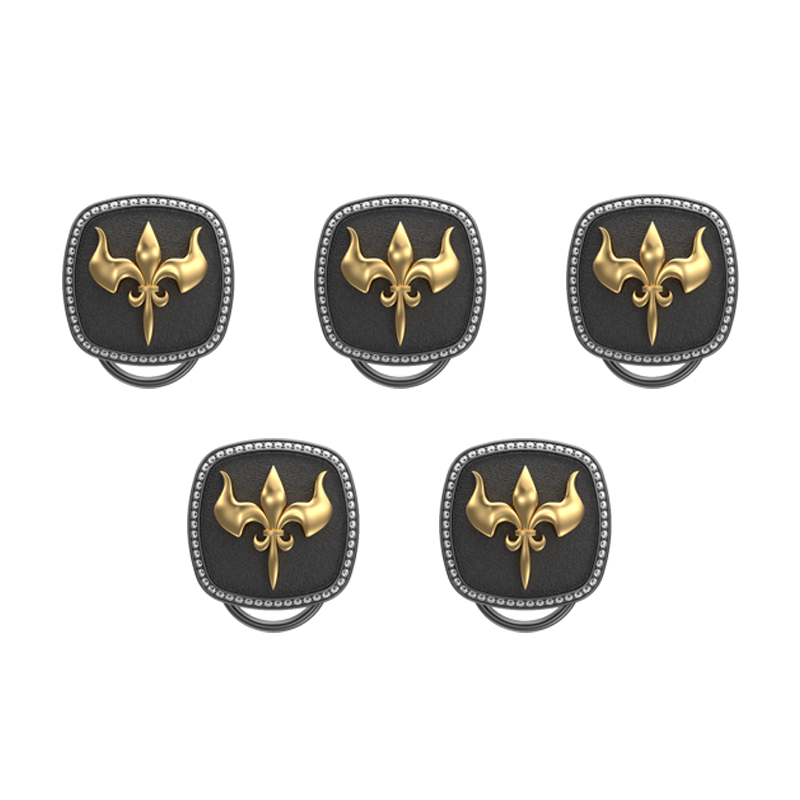 Rudra Luxe, Edgy Button set with CZ Diamonds, 18kt Gold & Black Ruthenium Plating on Brass.