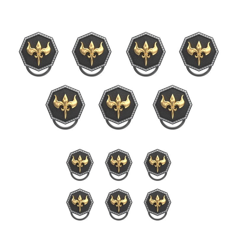 Rudra Luxe, Edgy Button set with CZ Diamonds, 18kt Gold & Black Ruthenium Plating on Brass.