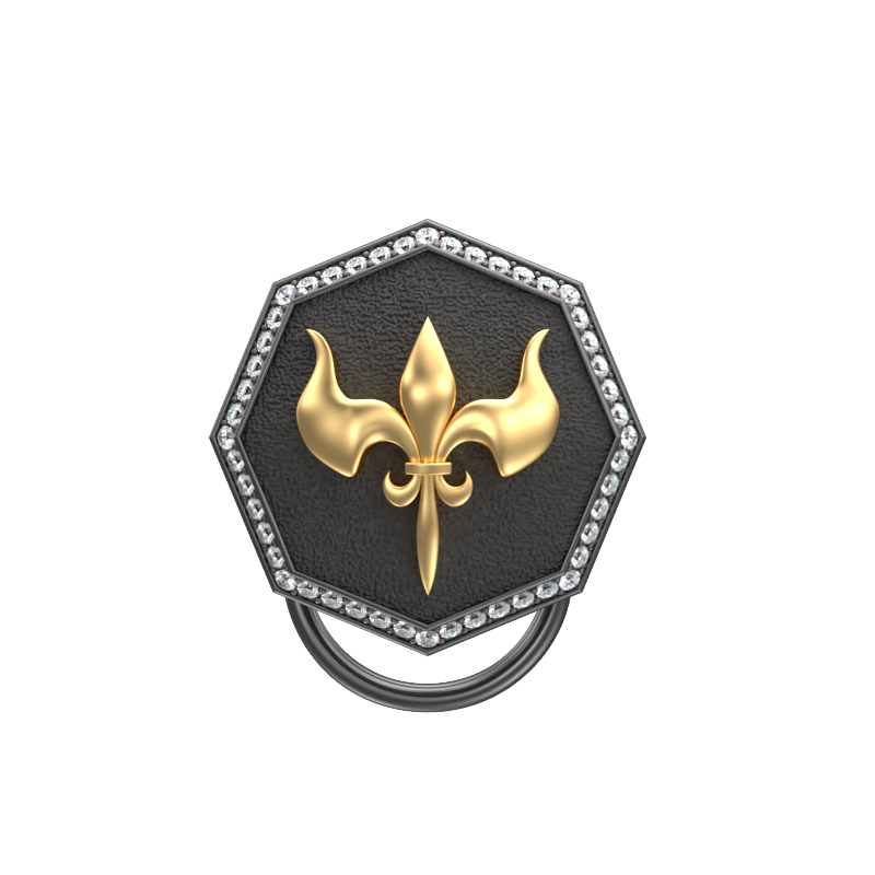 Rudra Luxe, Edgy Button set with CZ Diamonds, 18kt Gold & Black Ruthenium Plating on Brass.